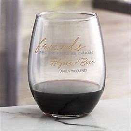 Friends Are The Family We Choose Personalized Stemless Wine Glass