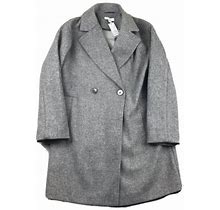 Topshop Coat Womens 2 Gray Woolen Double Breasted Collared Long Jacket