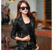 Leather Jacket Autumn Women Slim Motor Outwear Coat 1 / XL