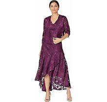 Alex Evenings Women's Tea Length Printed Chiffon Dress With Shawl