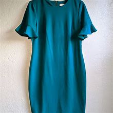 Calvin Klein Dresses | Calvin Klein Body Hugging Ruched Ss Dress | Color: Blue | Size: 10