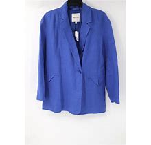 NWT Madewell Blazer Women's Small Double Breasted Crossover Linen Blue Notch