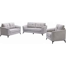 Lilola Home - Callie Light Gray Velvet Fabric Sofa Loveseat Chair Living Room Set - 89727LG
