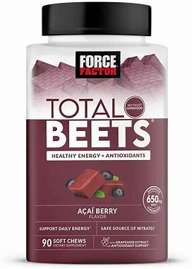 Force Factor Total Beets, Beet Root Superfood Soft Chews, Acai Berry