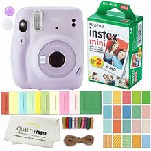 Fujifilm Instax Mini 11 Instant Film Camera (Lilac Purple) Plus Instax Film And Accessories Stickers, Hanging Frames And Microfiber Cloth