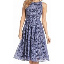 Eliza J Dresses | New Eliza J Stripe Lace A-Line Dress 6P | Color: Blue | Size: 6P