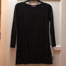 Aqua Dresses | Aqua Brand Holiday Black Zebra Sequin Tunic Dress | Color: Black | Size: Lg