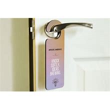 Artistic Ambience, Knock Softly Ideas Brewing - Unique Plywood Door Handle Hanger For Artists (Doorh-Ha23-Ideabrewing)