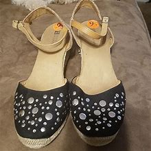 White Mountain Shoes | Like New Summer Wedges 2 in | Color: Black/Tan | Size: 9.5