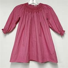 Orient Express Dress Smocked Holiday Dress, Red/Pink Long Sleeve Dress