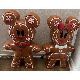 24 Inch Led Lighted Gingerbread Minnie &Mickey Mouse Blow Mold