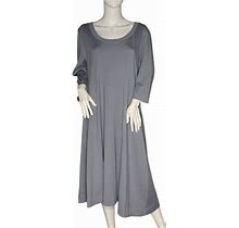 Soft Surroundings Kaftan 3/4 Sleeve Maxi Dress Stretch Gray Petite