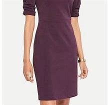 Ann Taylor Dresses | Ann Taylor Ruched Sleeve Sheath Dress. | Color: Purple/Black | Size: 4P