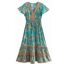 Sayhi Women's Summer Dress Backless Waist Dress Lace Cutout Party Slip Dress Casual Loose Loose Summer Dress