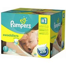 Pampers Swaddlers Diapers, Size 1, 216 Count