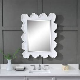 Sea Coral Matte White 27 1/4" X 34 1/4" Vanity Wall Mirror - Style 78P89