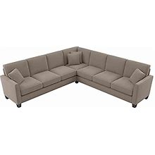 Bush Furniture Flare L Shaped Sectional Couch, 111W, Tan Microsuede