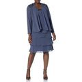 S.L. Fashions Women's Embellished Tiered Jacket Dress (Petite And Regular)
