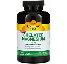 Country Life, Chelated Magnesium, 250 Mg, 240 Tablets, CLF-02684