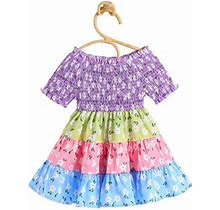 Zrbywb Toddler Girls Dresses Short Sleeve Cartoon Floral Print Summer Beach Sundress Party Dresses Princess Dress Clothes Summer Girl Clothes