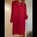 Soft Surroundings Dresses | Soft Surroundings Tencel Dress With Long Roll Tab Sleeves | Color: Red | Size: 2X