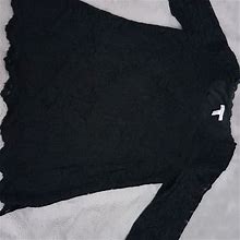 Isaac Mizrahi Black Lace Overlay Dress Shirt - Women | Color: Black | Size: M