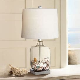 360 Lighting Square Glass With Shells 21 3/4" High Fillable Table Lamp - Style 3D619