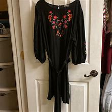 Allison Brittney Dresses | Black Embroidered Dress | Color: Black/Red | Size: L