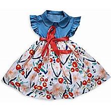 Joe-Ella Little Girl's & Girl's Erin Chambray Floral Dress - Blue - Size 6