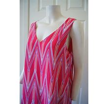 Everly Fuchsia Pink & Lavender Geometric Stripes Tunic Sundress Dress