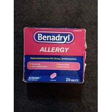 Benadryl Ultratabs Antihistamine Allergy Relief Tablets, 24 Ct (D8)