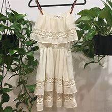 Double Zero Dresses | Off White Embroidered Flower Dress | Color: Red/White | Size: S