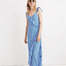 Madewell Dresses | Madewell Women's Ruffled Wrap Maxi Dress In Mini Daisy 00 | Color: Blue/Yellow | Size: 00