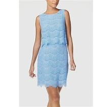 Anne Klein 10642278-3Nq Light Bluebell Scallop Lace Pop Over Sheath