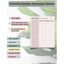 Printable Kitchen Inventory Planner, Freezer Inventory, Pantry Organization, Pantry Inventory, Fridge Tracker, A4 Letter, Kitchen Storage