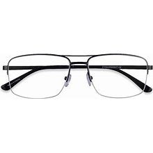 Black Aviator Metal Eyeglasses Online - Semi-Rimless - Yorkville - 1.5 Clear Single Vision Lenses