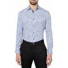 Men's Slim-Fit Non-Iron Performance Stretch Cooling Dress Shirt - Blue - Size S