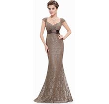 Cap Sleeve Sweetheart Neckline Empire Waist Lace Mermaid Prom Dress