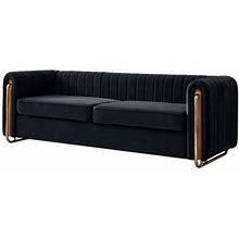 Everly Quinn Taplow 84.36" Upholstered Sofa Velvet In Black | 27.67 H X 84.36 W X 29.64 D In | Wayfair B39dc1451c6170c1d18cc2da49f9997a