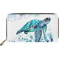 Xhuibop Cartoon Sea Turtle Wallet Clutch Purses For Women Holiday Gifts Long Wallets Zipper Around For Teen Girls Travel Money Bag Cash Storage