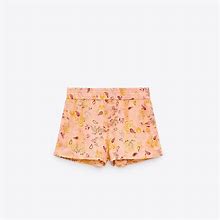 Zara Shorts | New Zara Salmon Print Shorts | Color: Orange/Pink | Size: Xs