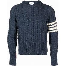 Thom Browne Twist Cable-Knit Crew Neck Sweater - Blue Size 4