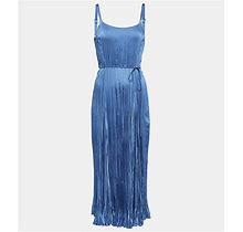 Vince, Pleated Midi Dress, Women, Blue, XS, Dresses, Materialmix