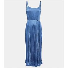 Vince, Pleated Midi Dress, Women, Blue, L, Dresses, Materialmix