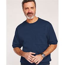 Blair Men's John Blair® Supreme Fleece Short-Sleeve Sweatshirt - Blue - S