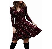 Petite Casual Summer Dresses For Women Midi Length V Neck Manches Long Sleeve Robe Female Retro Elegant Party Culb Maxi Dresses For Women 2023 Casual