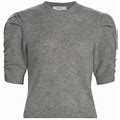 Frame Women's Ruched Sleeve Cashmere-Wool Sweater - Gris Heather - Size XS