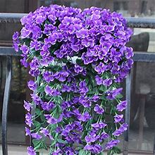 Vivid Artificial Hanging Orchid Bunch, 33.5' Artificial Hanging Flowers, Anti-Irradiation Garden Plant Fence, Fashion Household Violet Wall Hanging For Wall House Garden Wedding (Purple)