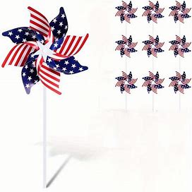 10Pcs Patriotic Pinwheels Independence Day Pinwheels US Stars And Stripes Pinwheels Flag Windmill Wind Spinner, July Of 4th Decor,Must-Have,Temu