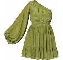 Women's Lime Green One Shoulder Dress | Small | Style Junkiie